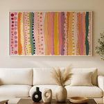 tableau abstrait moderne rose orange vert toile sans cadre 20x40cm 30x60cm 40x80cm 50x100cm