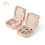 boîte bijoux velours beige portable moderne zippée rose blanche verte