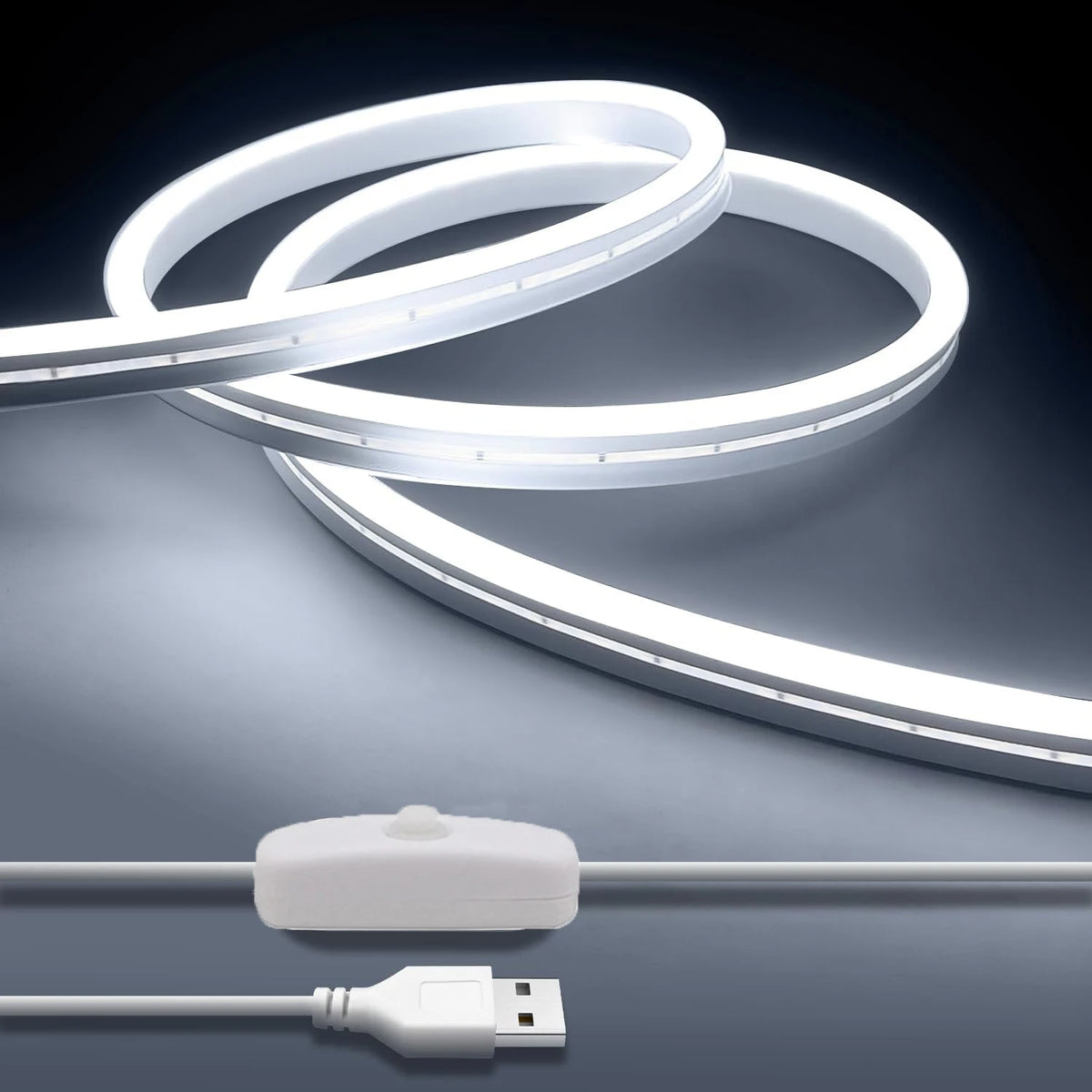 ruban led flexible blanc blanc chaud moderne minimaliste adhésif interrupteur prise usb 5v 88leds/m