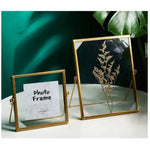 cadre photo verre transparent pied or moderne motifs abstraits minimaliste