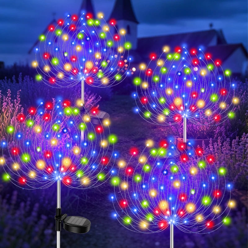 guirlande lumineuse solaire multicolore moderne filament fleur extérieure imperméable led jardin