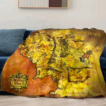 couverture vintage carte terre milieu seigneur anneaux 130x150cm polyester beigeclair lignesnoires
