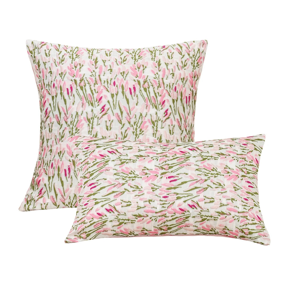 housse coussin polyester fleur rose motif noeud vintage 30x50cm 45x45cm decoration maison lit