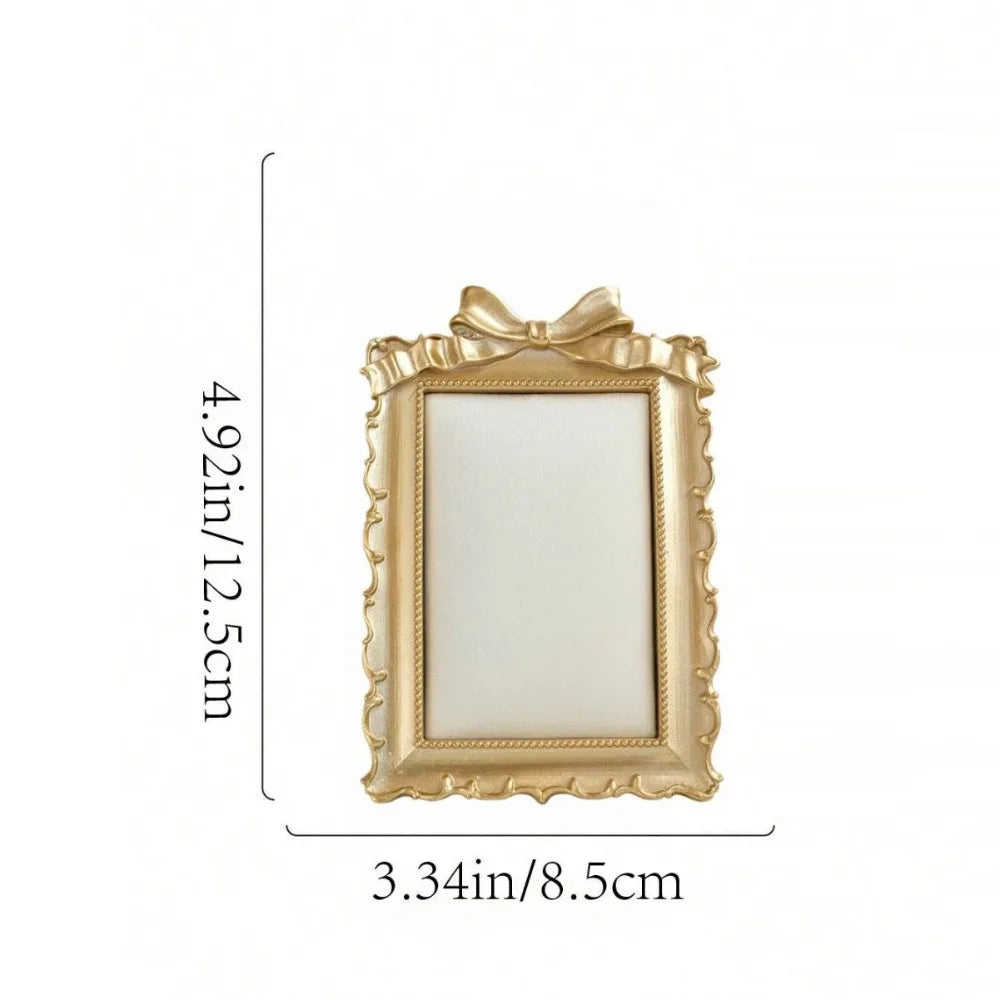cadre photo vintage shabby chic résine or noir décoration florale vieillie rouleaux vagues nœud