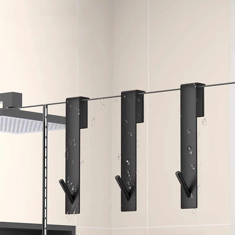 porte serviettes moderne adhésif noir acier inoxydable piquets salle bain