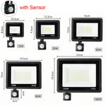 projecteur led 220v 10w 20w 30w 50w 100w ip66 étanche moderne noir sensor rotation