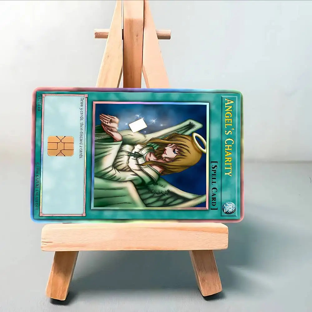 cartes jeu yu gi oh monster stickers adhésifs waterproof credit debit carte violet vert