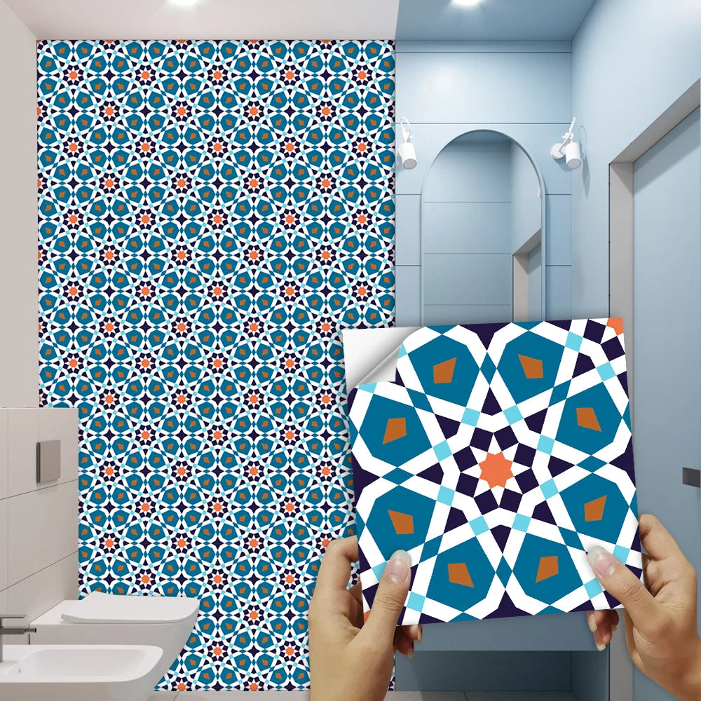Lot de 10 stickers carreaux marocains pour salle de bain