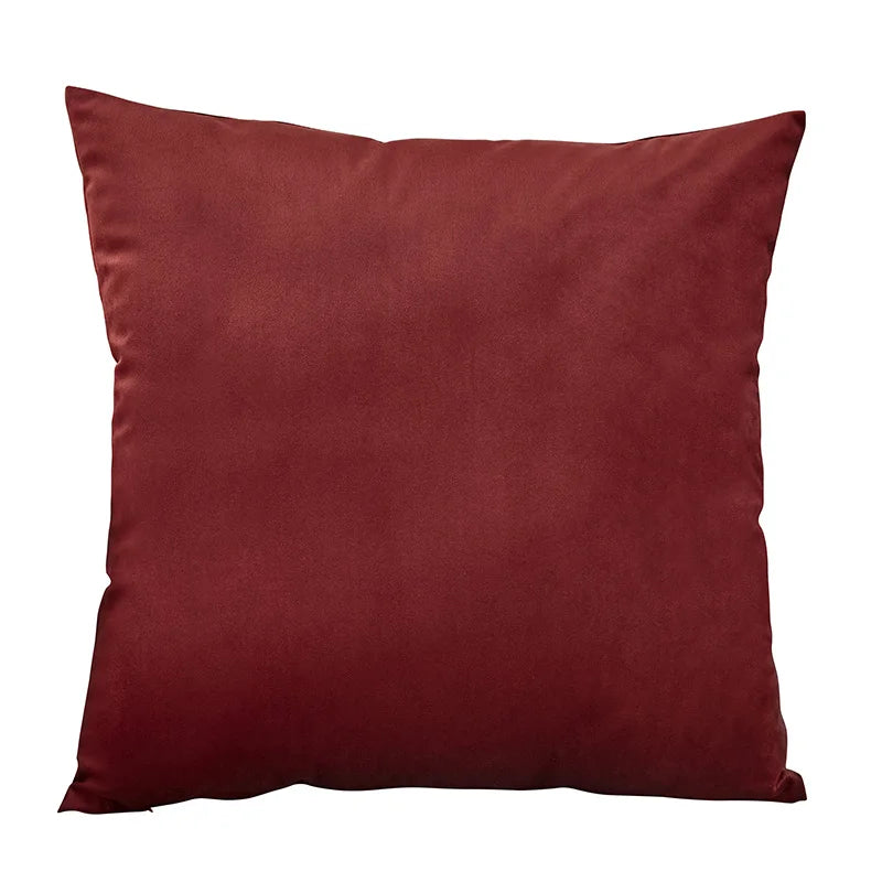 housse coussin velours rouge bordeaux solide moderne 45x45cm canapé décoration maison voiture sofa