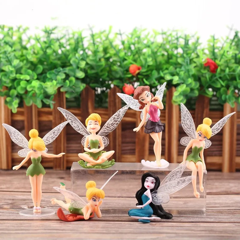 figurines fées ornements maison jardin plumes vert rose noire fantaisie