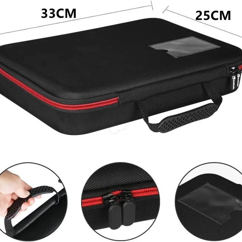 mallette rangement batteries texturée noir bordure rouge compartimentée piles button aaa aa 9v