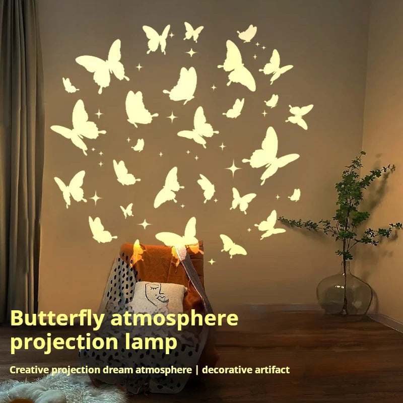 projecteur ambiance papillons blanc rose violet moderne led télécommande