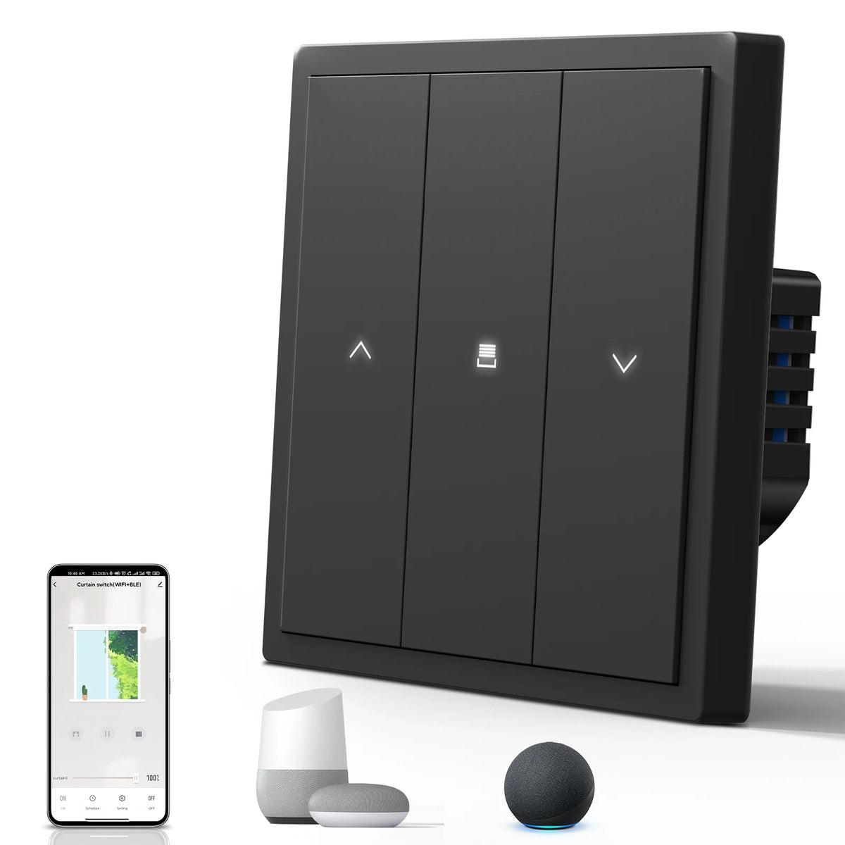 interrupteur intelligent noir moderne sans fil zigbee certification ccc fcc