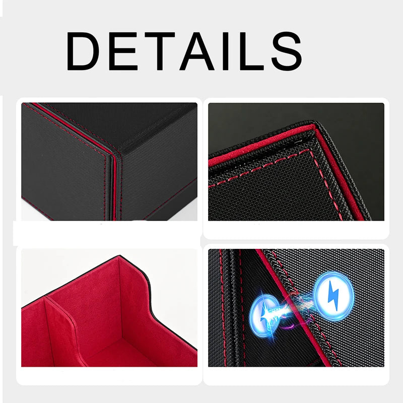 boîte rangement cartes collection 3000 capacités aimants 12 pochettes noir rouge moderne