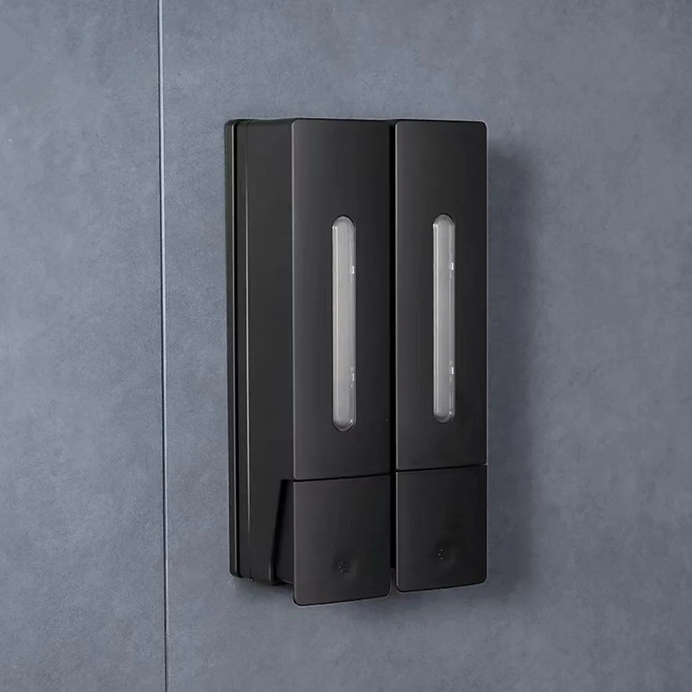 distributeur savon mural adhésif moderne noir blanc grande capacité 400ml