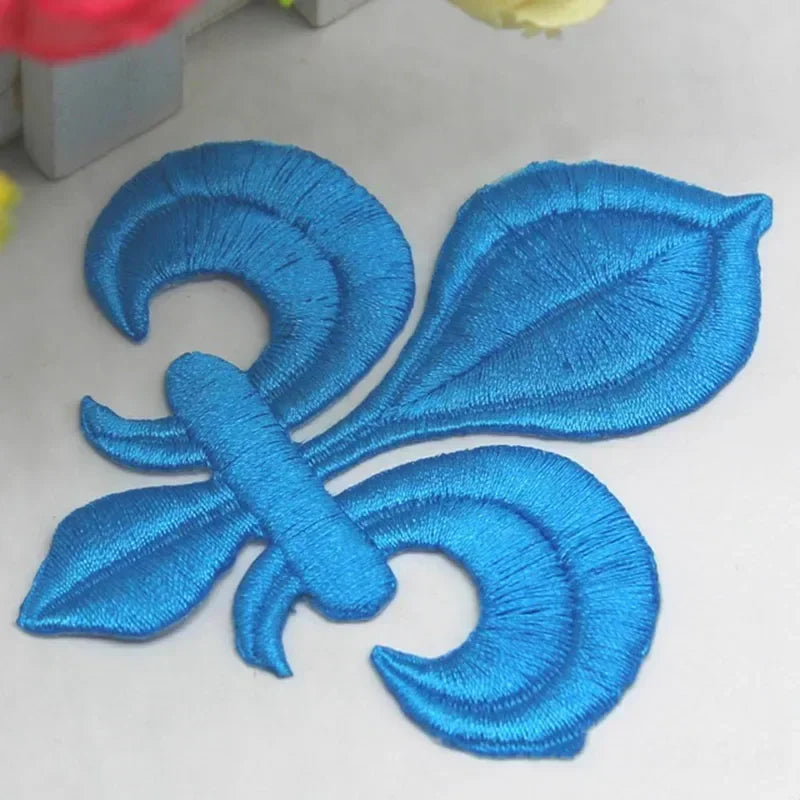 dentelle brodée fleur lys or argent polyester appliques patchs coudre broderie ecussons motifs ornements