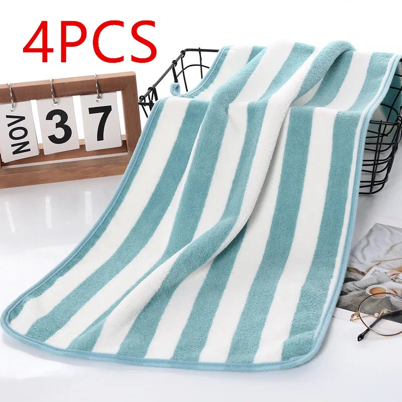 serviettes bain microfibre séchage rapide rayées moderne rose bleu vert gris blanc adultes
