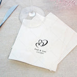 serviettes jetables mariage anniversaire animal compagnie initial lettre cœur blanc minimaliste