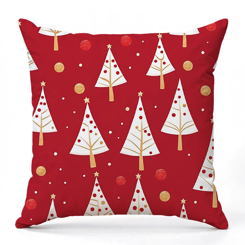 coussins décoratifs noël motifs sapins rennes flocons peluche rouge blanc vert traditionnels