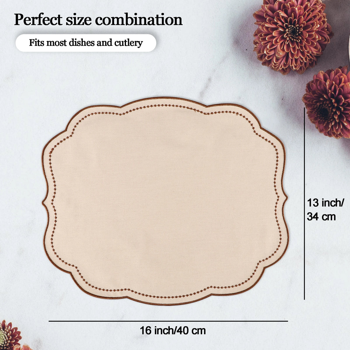 serviettes table rose vert beige scalloped bordure pointillé blanc opaques classiques table manger