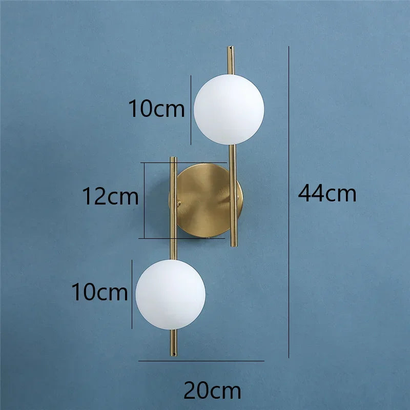 appliques murales modernes or blanc sphères verre translucides led murales fixations minimalistes