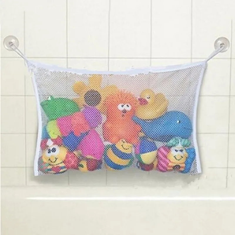 sac rangement bain blanc maille fine moderne ventouses pratique