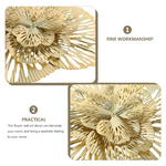 décoration murale moderne fleur dorée feuilles linéaires maison sculpture métal