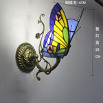 applique murale art nouveau papillon verre coloré bleu rouge verte fixée mur blanc or