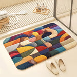 tapis bain moderne motifs géométriques multicolores doux antidérapant polyester salle bain maison