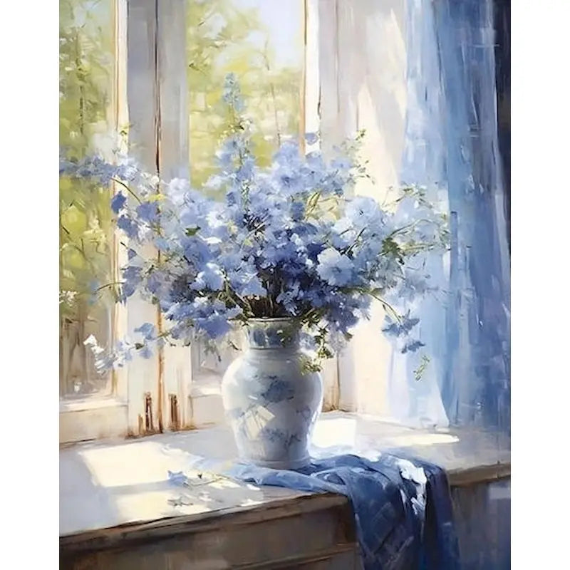 peinture acrylique fleurs numeros toile artisanale cadeau original vase pinceaux boites