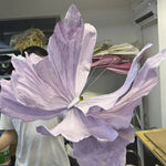 décorations papillon fleurs artificielles rose violet bleu effet plissé miroir bois