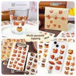 stickers 3d relief transparents pain ours bébé chat marron beige doré scrapbooking téléphone