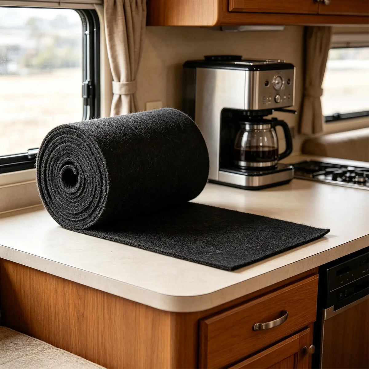 tapis noir anti frottement laineux moderne adhésif 400cm longueur protection ponton bateau utilitaire