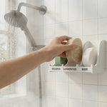support savon mural adhésif compartiments moderne gris blanc noir