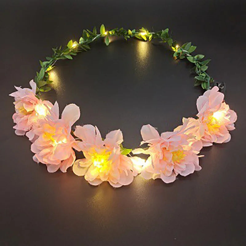 couronne fleurs lumineuse rose blanche violet occasion fête anniversaire mariage romantique festive