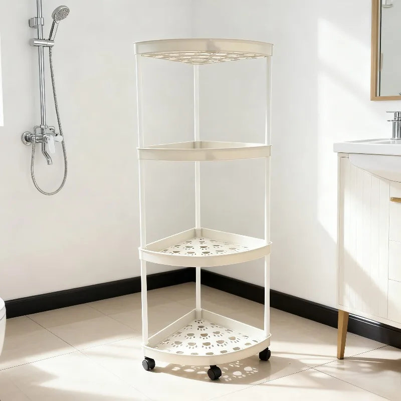 étagère angle pliable noire moderne niveaux rangement bouteilles cosmétiques salle bain cuisine