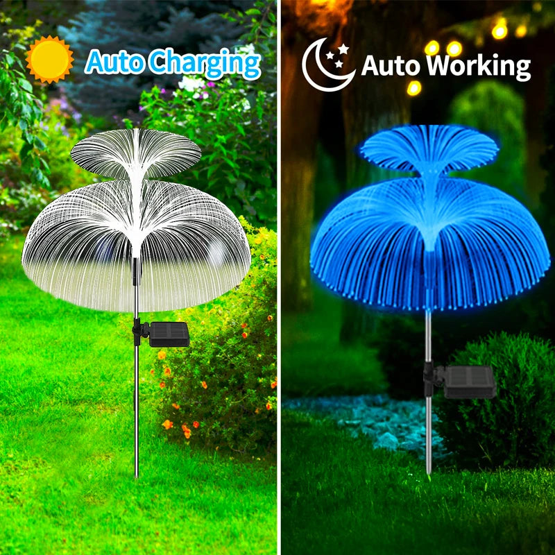 lumière solaire moderne fibre vert bleu rose jardin extérieur autoinstallation led ip65