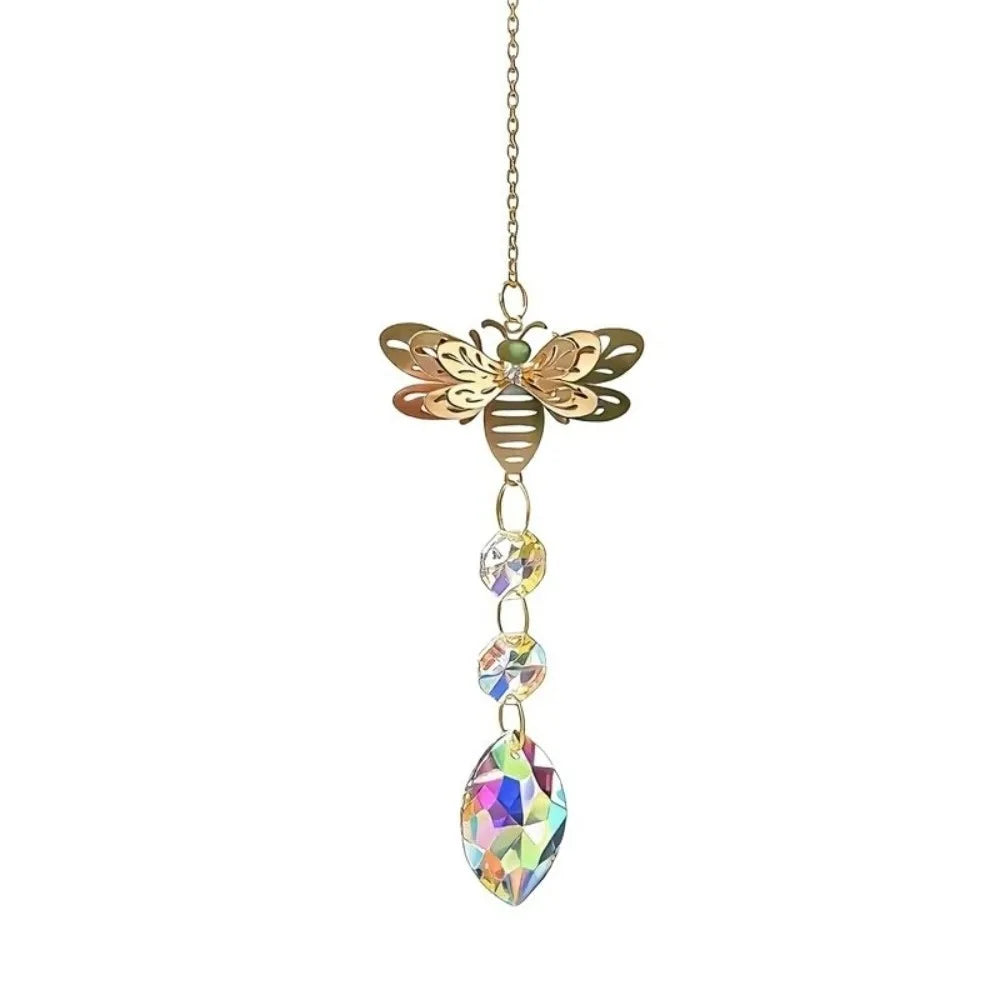 suncatchers abeille papillon cristal métal doré bohème décoratif lumineux or transparent
