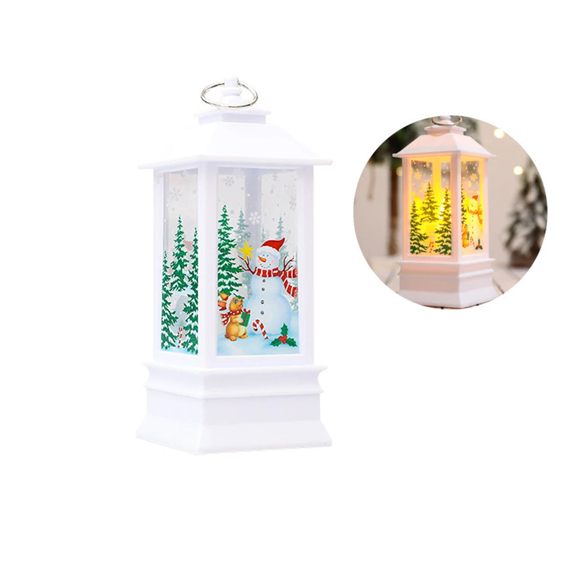 lampe décorative vintage locomotive noire personnages noël arbre flocons đèn trang trí