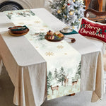 changement saison décoration noël chemin table flocons neige santa clause forêt cerfs motifs géométriques