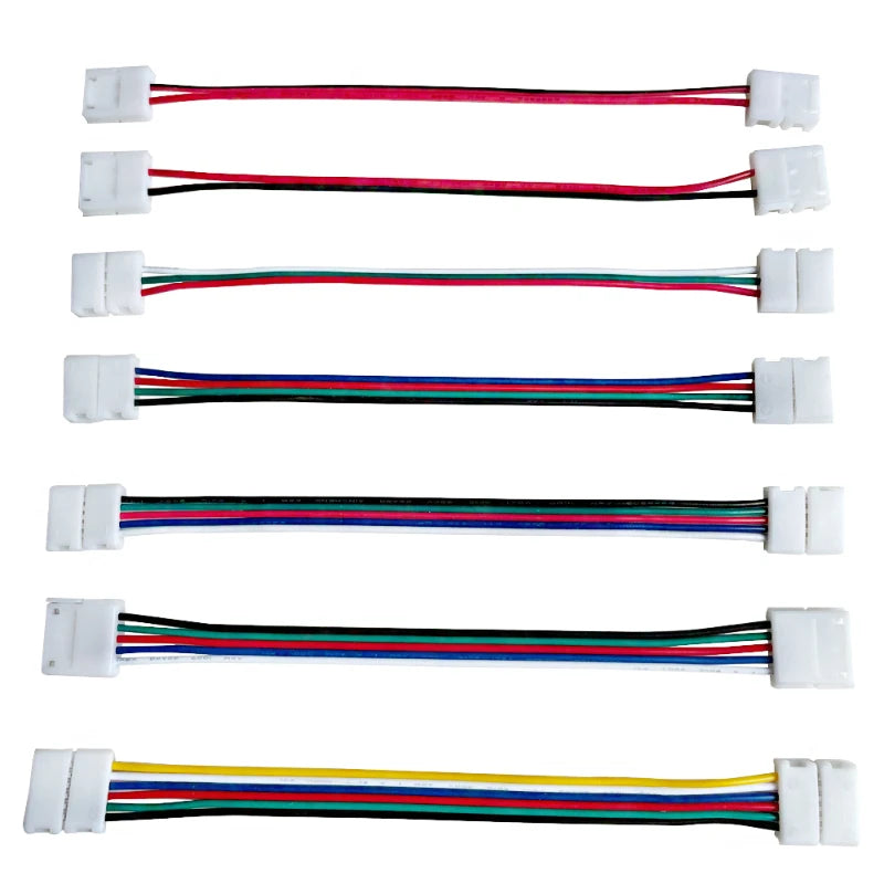 connecteur double tête bande led 2pin 3pin 4pin 5pin 6pin 15cm blanc rouge noir