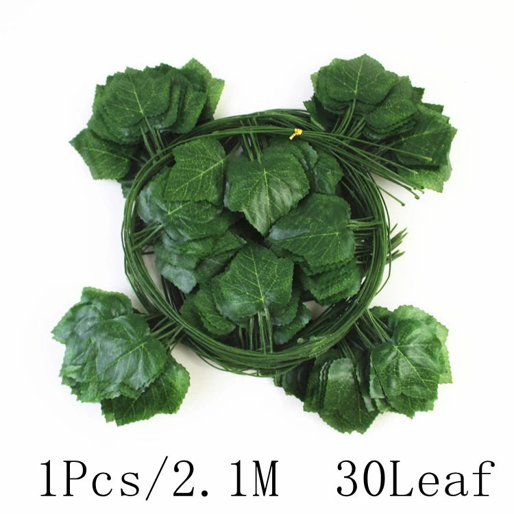 guirlande végétale artificielle feuilles vert naturel decoration extérieure mariage fête thanksgiving christmas party hanging