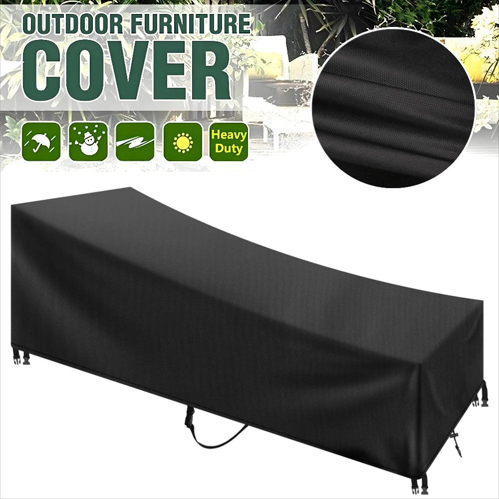 housse protection meubles exterieurs tissu oxford noir moderne boucles vent cordon ajustable résistance intemperies