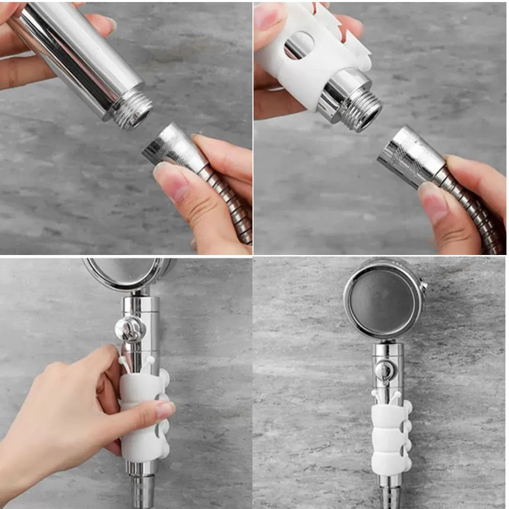 supports ventouse silicone blanc gris pommeau douche adaptable mur ludique salle bain