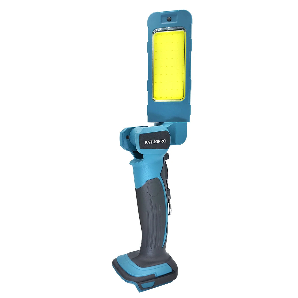lampe travail led rechargeable batterie ion lithium poignée bleu turquoise gris professionnel rotatif 180