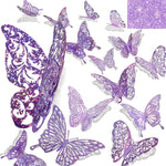 papillons décoratifs bleu violet doré glitter 3d adhésifs décoration anniversaire mariage noël