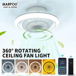 ventilateur moderne lumière led blanc lames noires six vitesses télécommande