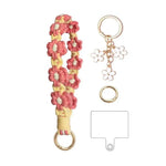 bracelet porte clés fleurs relief tissé jaune vert blanc rose bleu violet rouge vif
