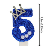 bougies chiffre anniversaire bleu pailleté décoratives festives crochet couronne numérotées grande taille