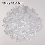 serviettes table rondes pvc fleurées classiques 38cm beige gris clair doré élégantes 10 pièces